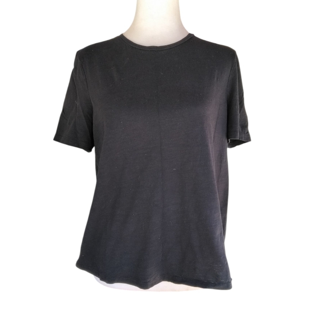 Boden Black Cotton Slub Knit Cree Neck T Shirt Size Medium